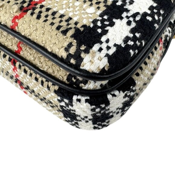 Auth BURBERRY Chain Shoulder Bag Beige/Black/Gold Canvas/Metal - z4021 - Picture 9 of 12